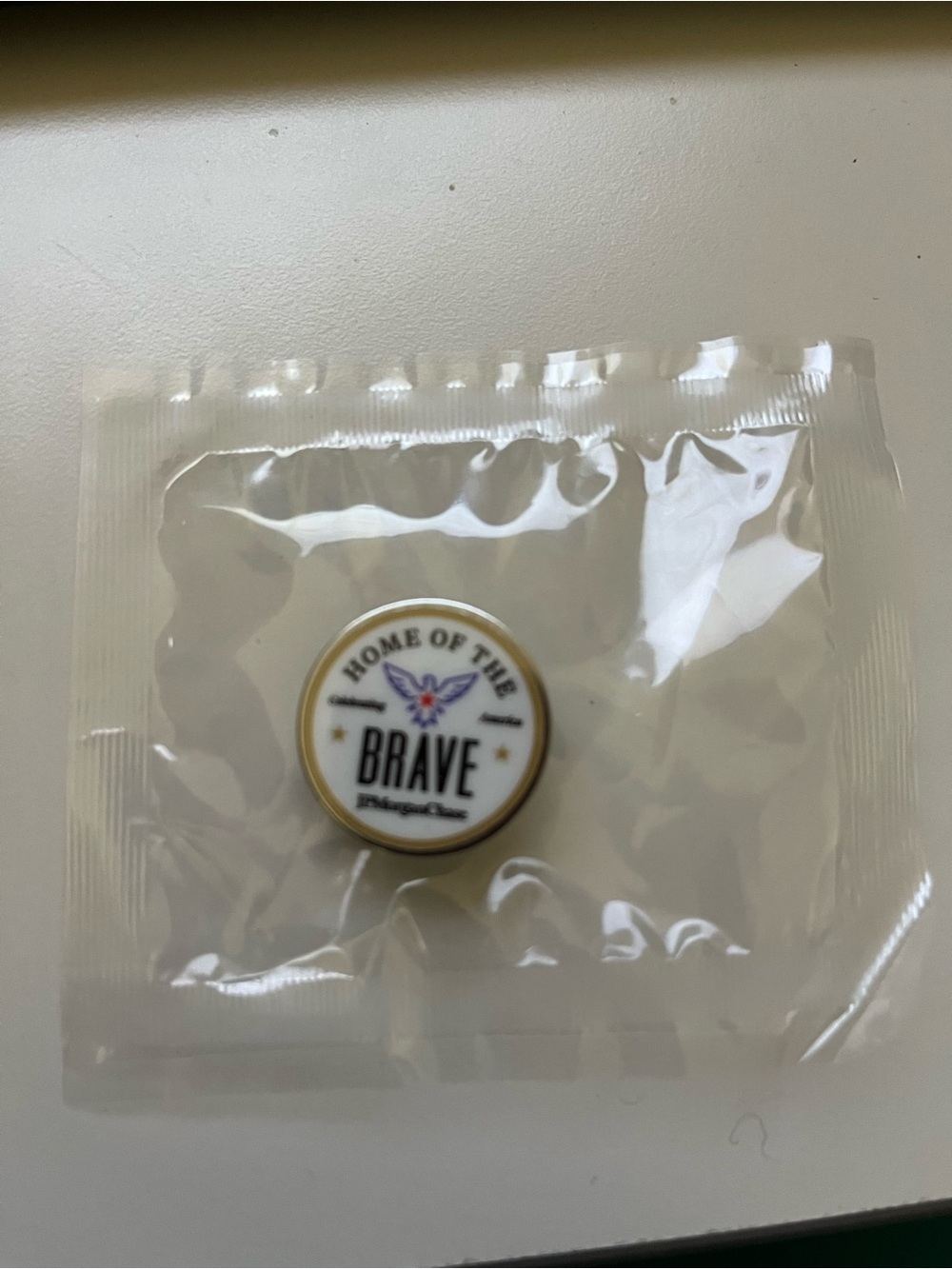 White and Gold 'Home of the Brave' Enamel Pin